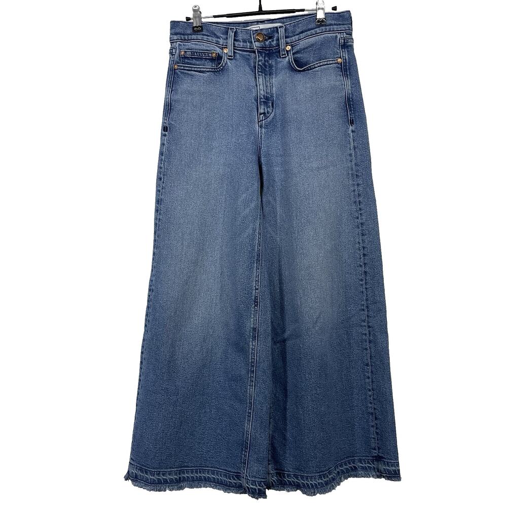 AYR The Must Jeans Size 27 Wide Leg Jeans High Rise Raw Hem Medium Wash